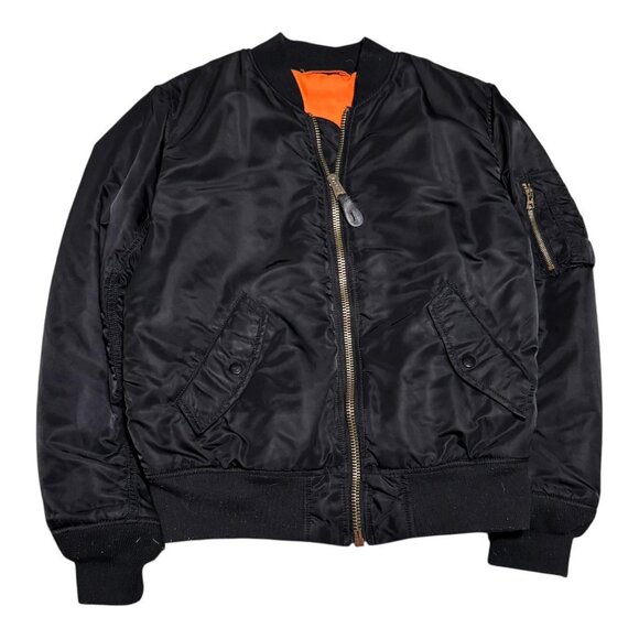 Alpha Industries Black Military‎ Full Zip Bomber Jacket Men’s Medium - Picture 1 of 13